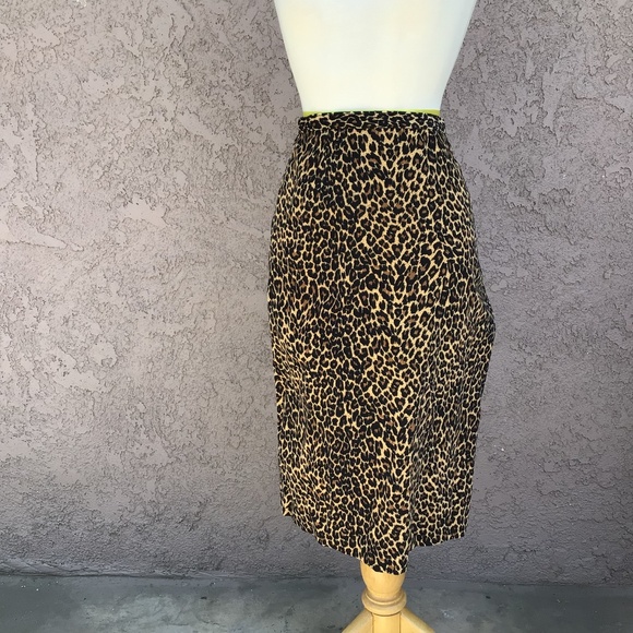 Vintage Newport Easy Style Leopard High Waist Pencil Skirt Size 14 Animal Print - Picture 1 of 7